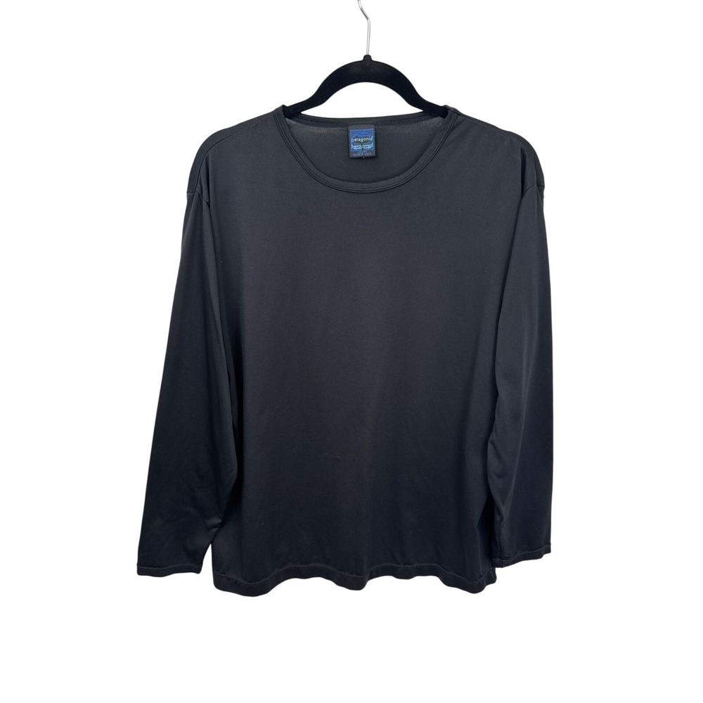 Patagonia Capilene Long Sleeve Baselayer Shirt Mens Large Black Polyester